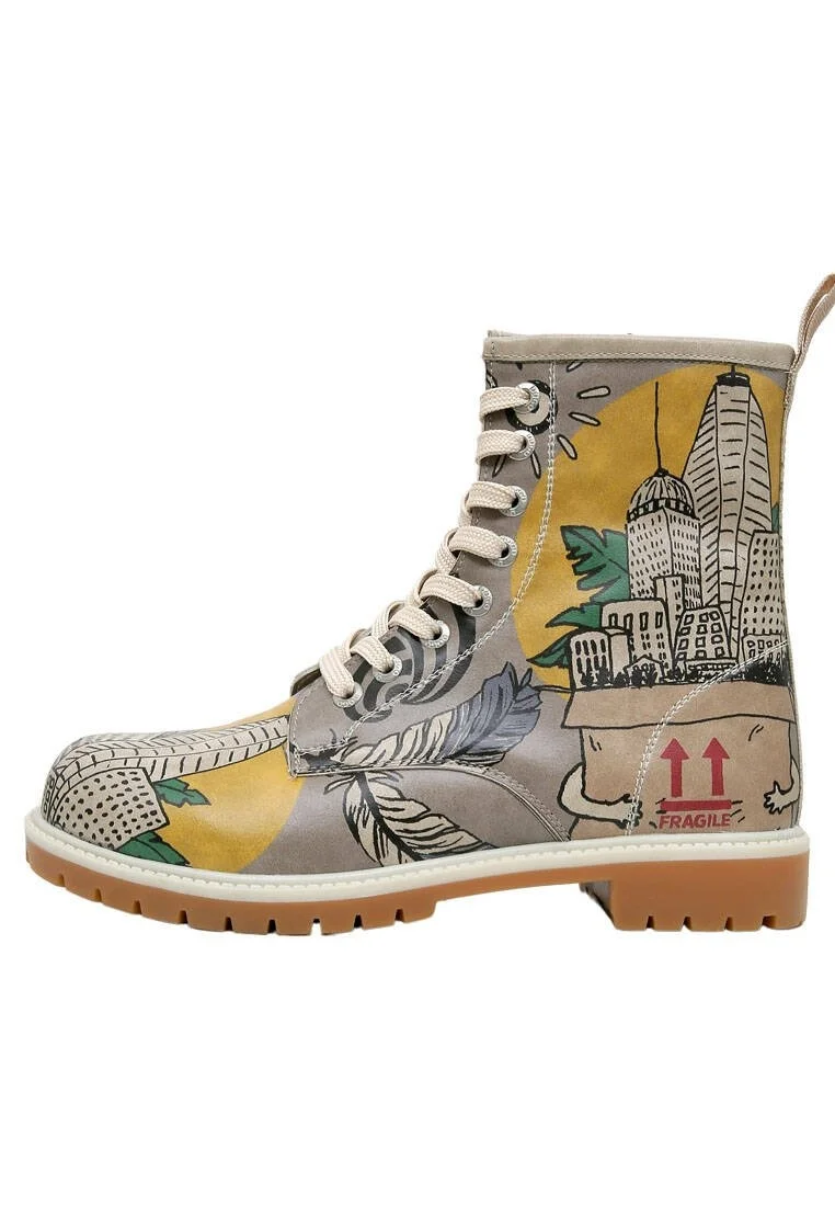 Women Vegan Leather Multicolor Long Boots - Fragile Design