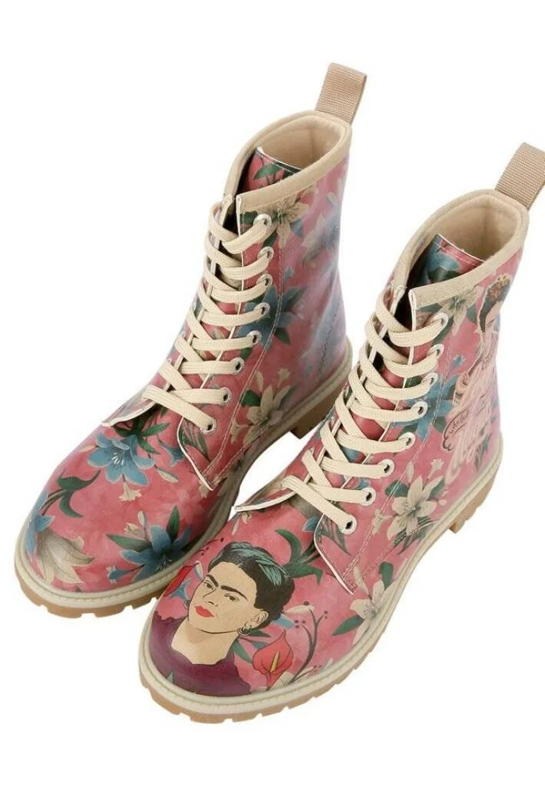 Women Vegan Leather Multicolor Long Boots - Like You Are Magic Frida Kahlo Design
