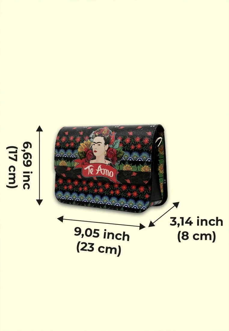 Women Vegan Leather Multicolor Purse - FKL Frida Kahlo Te Amo Design