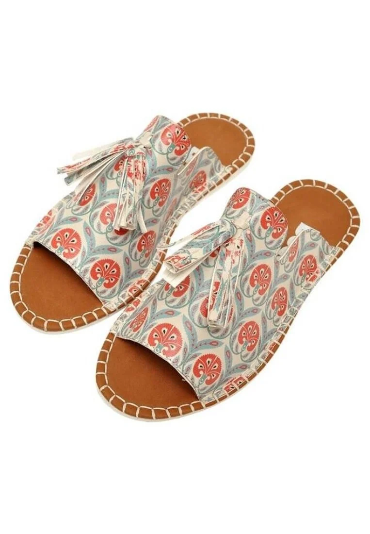 Women Vegan Leather Multicolor Slippers - Carnation Design