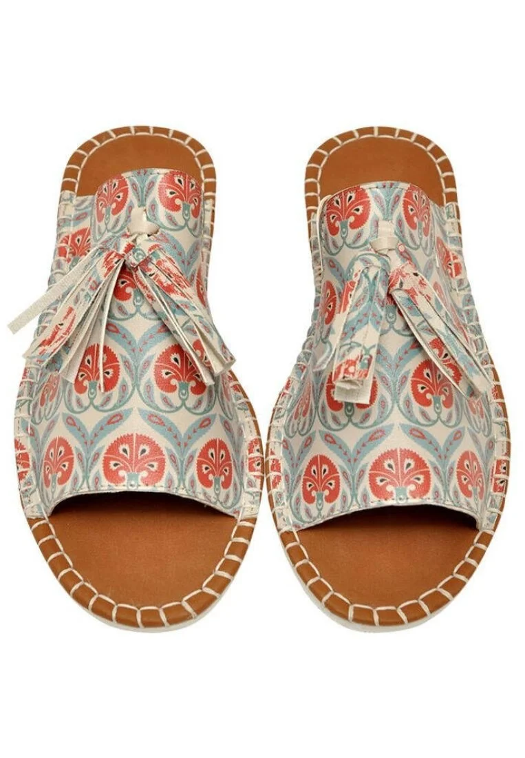 Women Vegan Leather Multicolor Slippers - Carnation Design