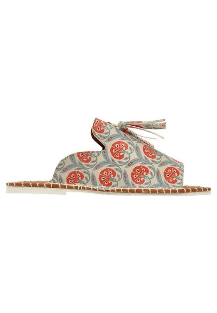 Women Vegan Leather Multicolor Slippers - Carnation Design