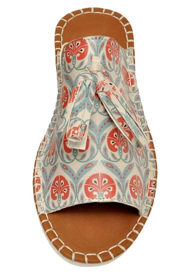 Women Vegan Leather Multicolor Slippers - Carnation Design