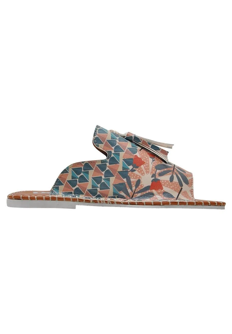 Women Vegan Leather Multicolor Slippers -Texture Design