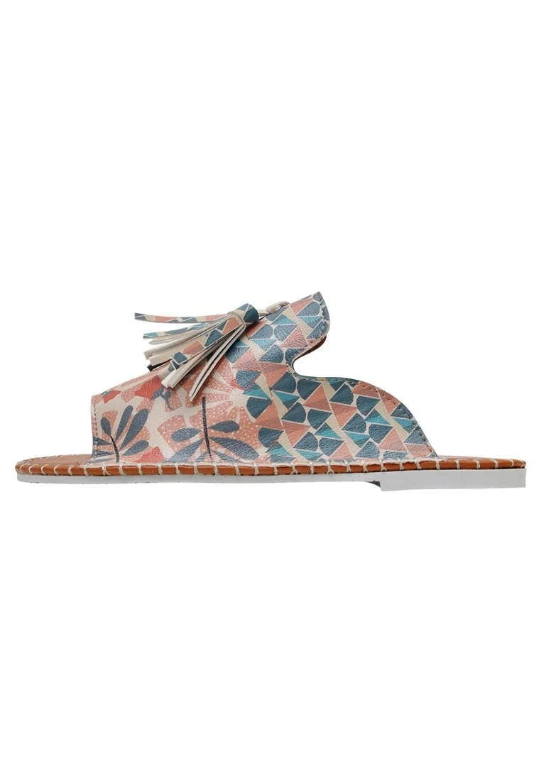 Women Vegan Leather Multicolor Slippers -Texture Design