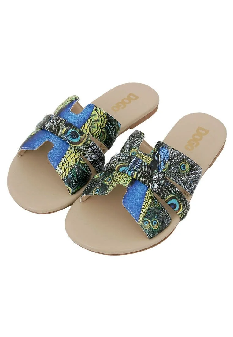 Women Vegan Leather Multicolor Slippers - All Beauty is in You Design