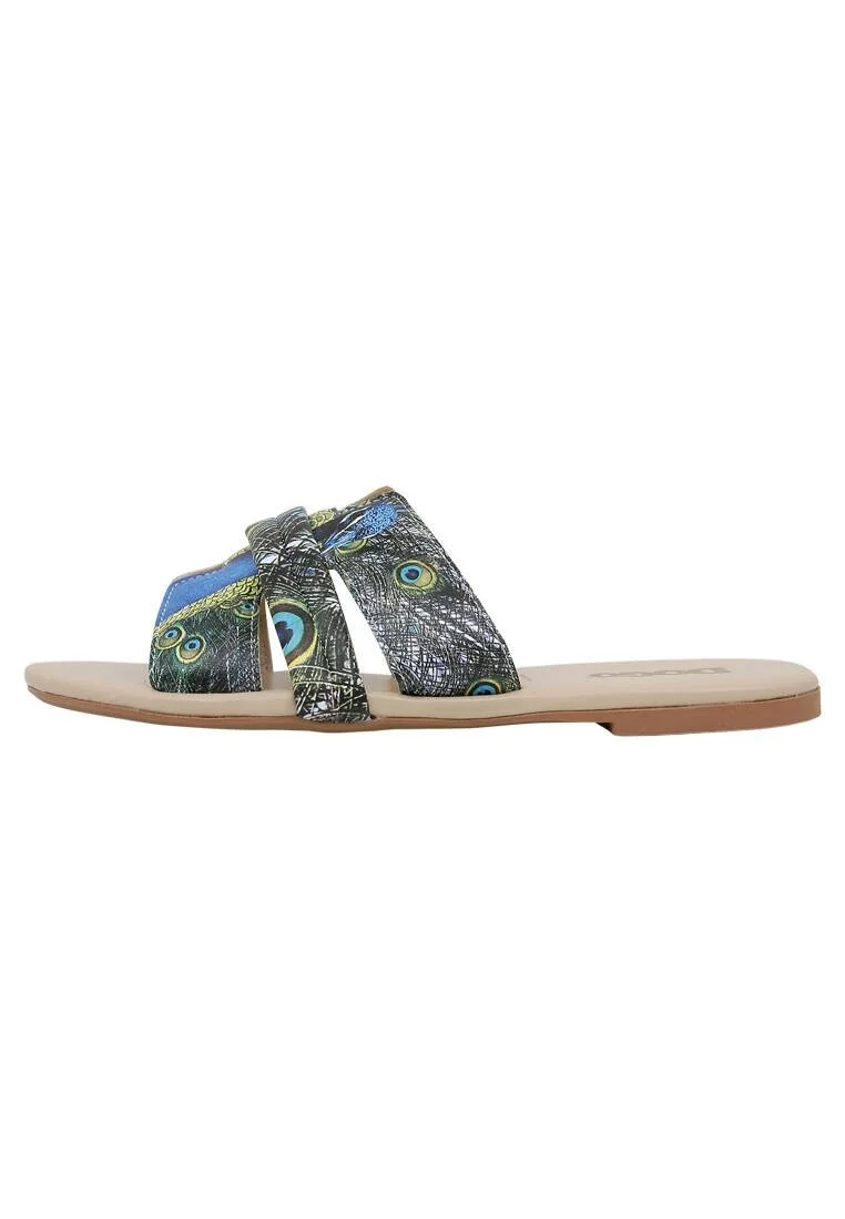 Women Vegan Leather Multicolor Slippers - All Beauty is in You Design