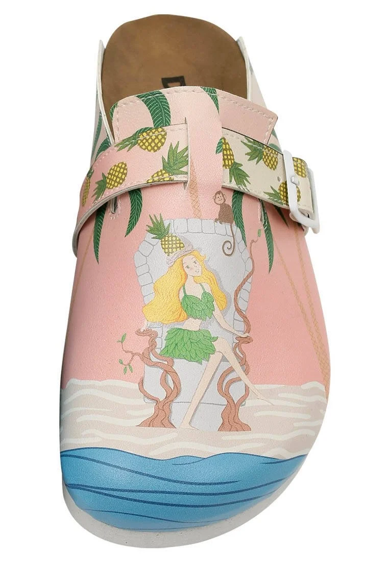 Women Vegan Leather Multicolor Slippers - Queen of the Beach Design