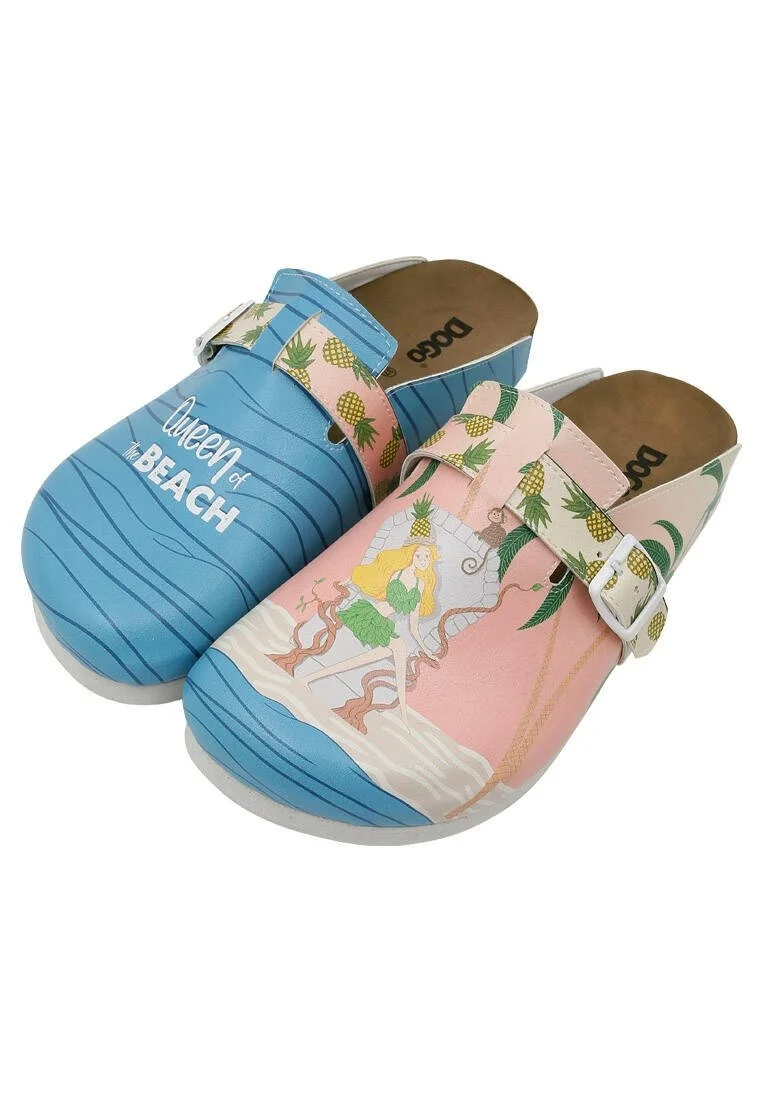 Women Vegan Leather Multicolor Slippers - Queen of the Beach Design