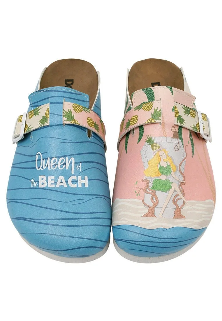 Women Vegan Leather Multicolor Slippers - Queen of the Beach Design