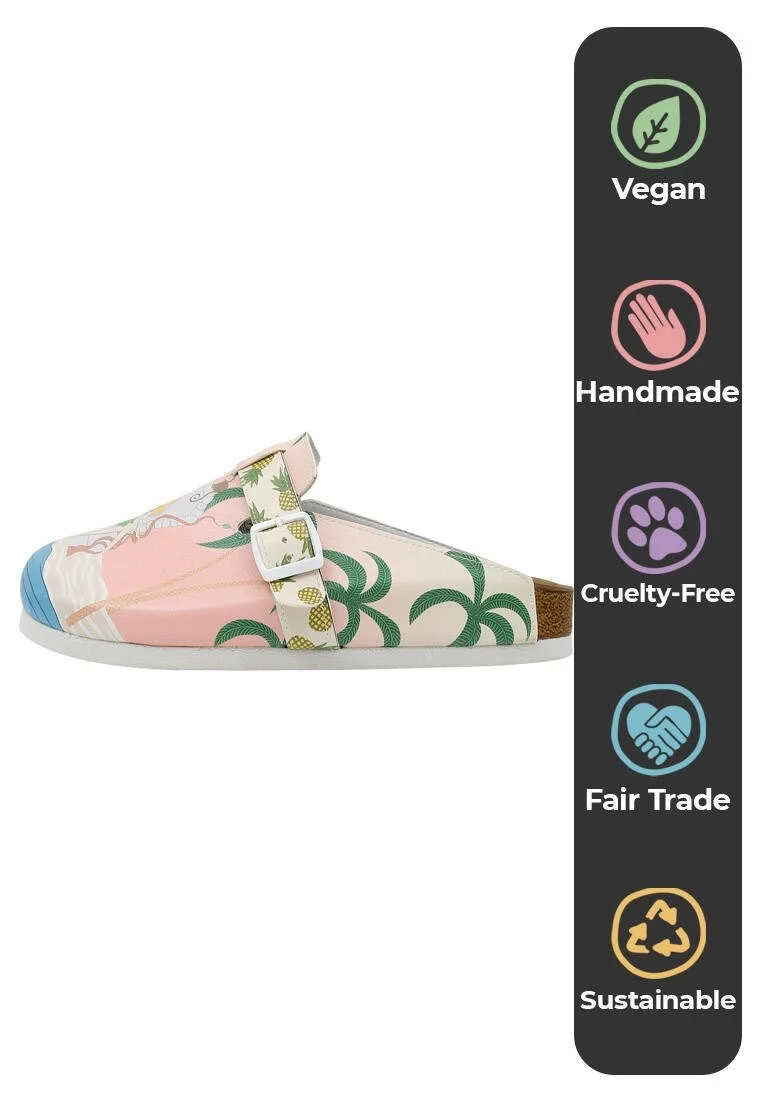 Women Vegan Leather Multicolor Slippers - Queen of the Beach Design