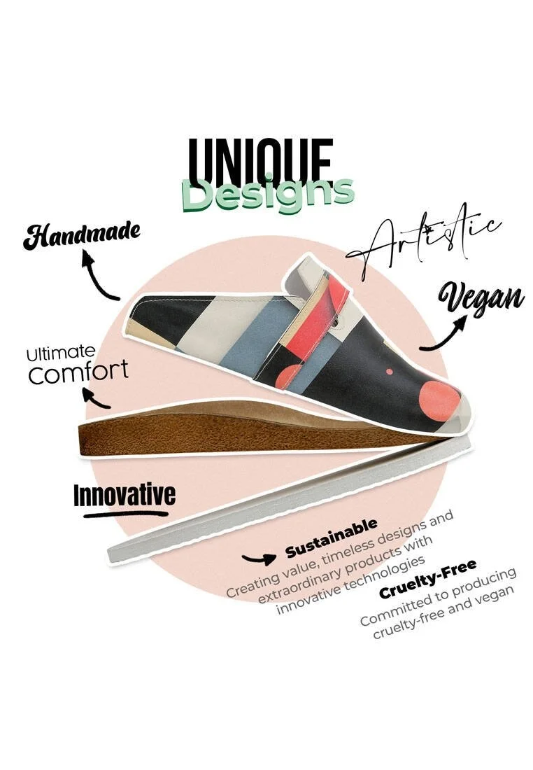 Women Vegan Leather Multicolor Slippers - Reflection of Colors Design