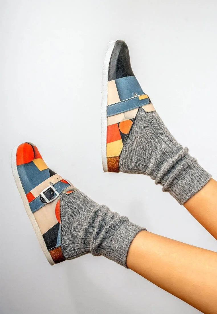 Women Vegan Leather Multicolor Slippers - Reflection of Colors Design