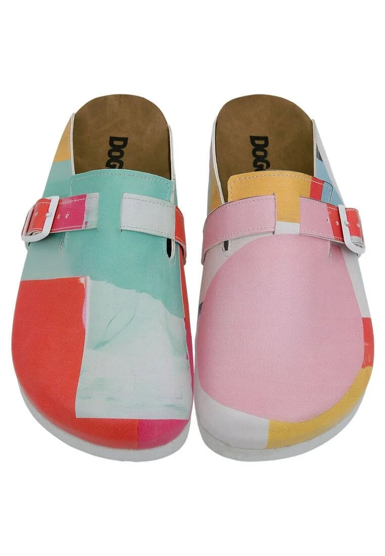 Women Vegan Leather Multicolor Slippers - Paint it with Colors Design