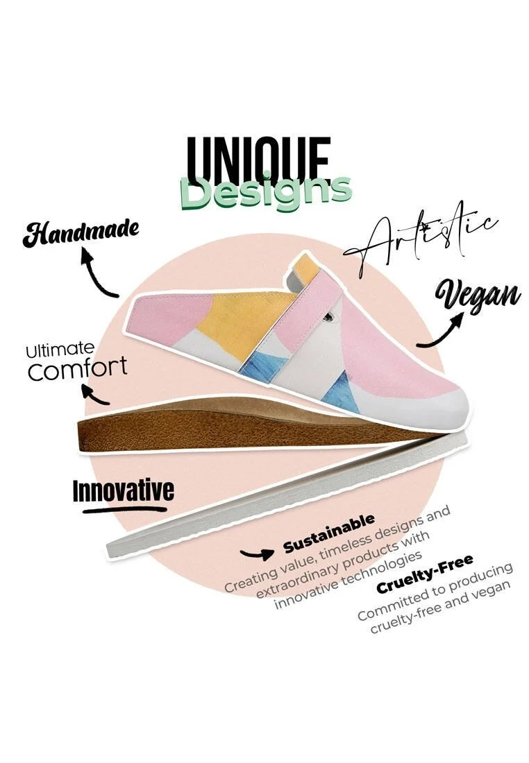 Women Vegan Leather Multicolor Slippers - Paint it with Colors Design