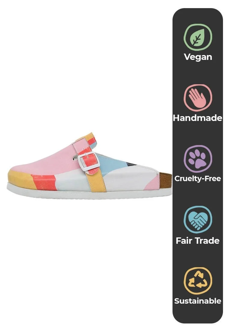 Women Vegan Leather Multicolor Slippers - Paint it with Colors Design