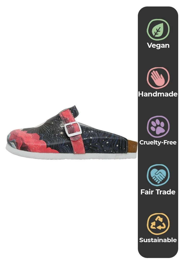 Women Vegan Leather Multicolor Slippers - Night Full of Sparkles Design