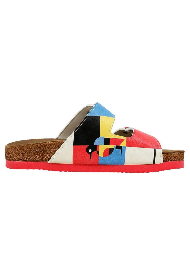 Women Vegan Leather Multicolor Slippers - Bauhaus Birdie Design