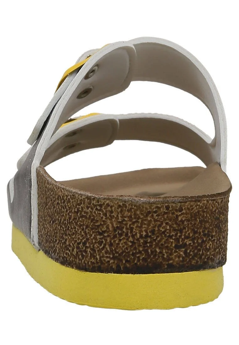 Women Vegan Leather Multicolor Slippers - Geometric Shapes Design