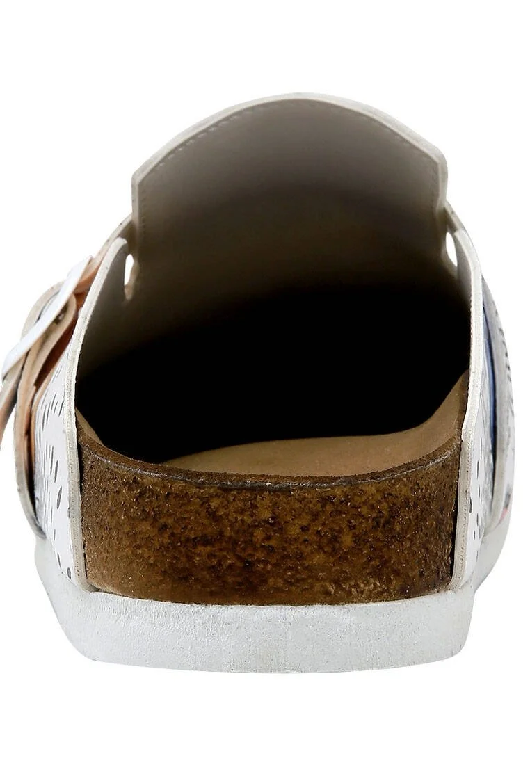 Women Vegan Leather Multicolor Slippers - Center View Design