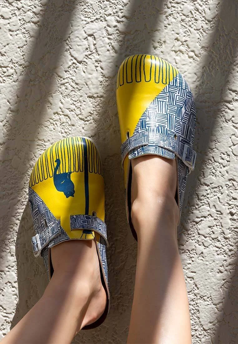 Women Vegan Leather Multicolor Slippers - Florasancat Design