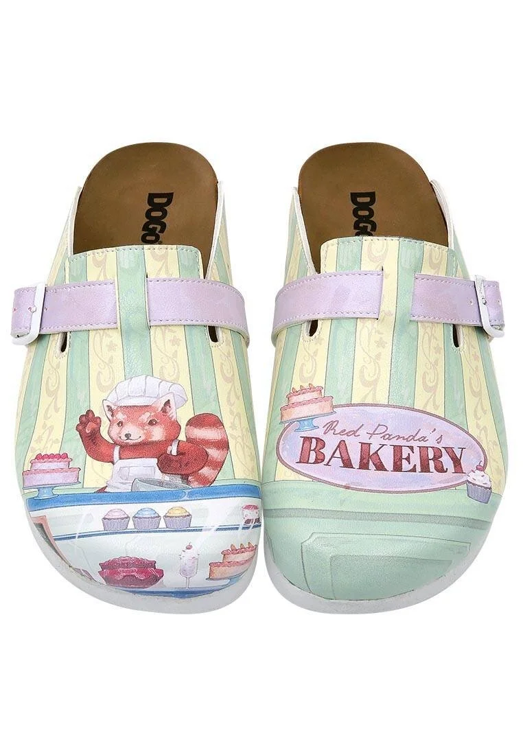 Women Vegan Leather Multicolor Slippers - Red Panda Bakery Design
