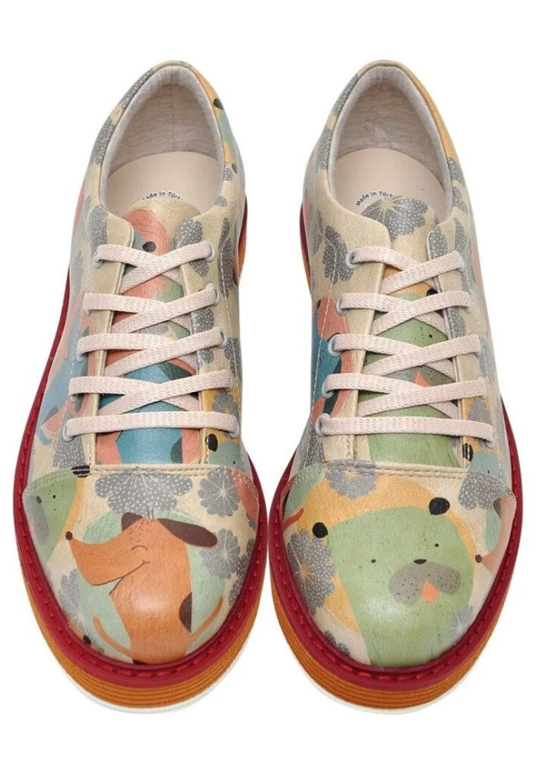 Women Vegan Leather Multicolor Sneakers - Dogs Day Design