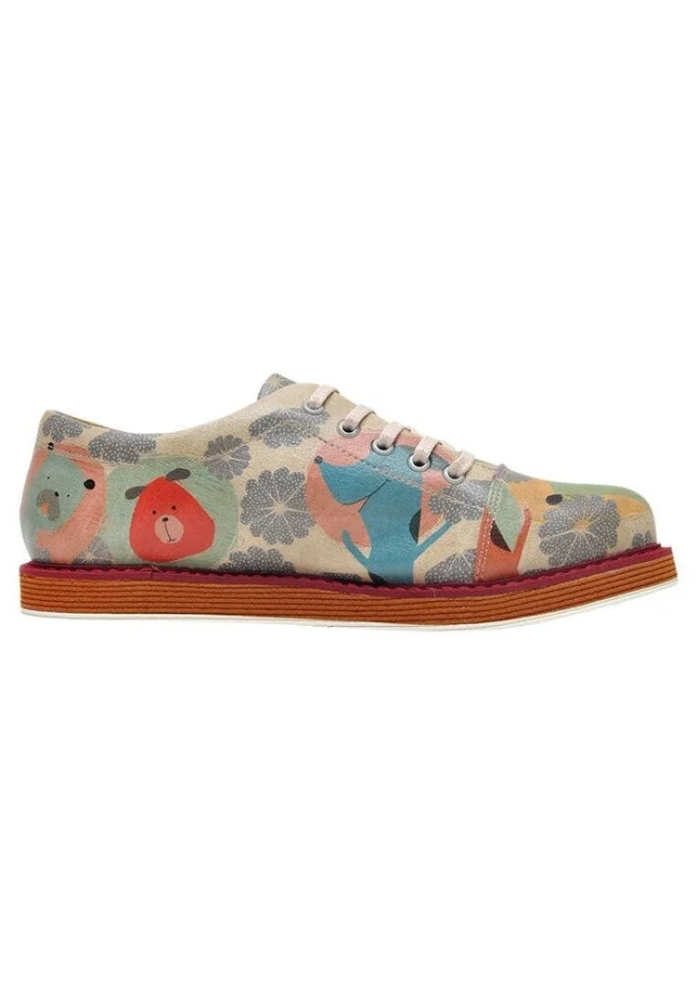 Women Vegan Leather Multicolor Sneakers - Dogs Day Design