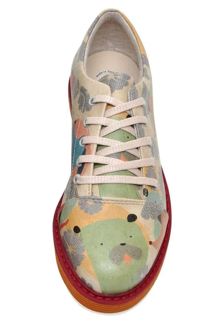 Women Vegan Leather Multicolor Sneakers - Dogs Day Design