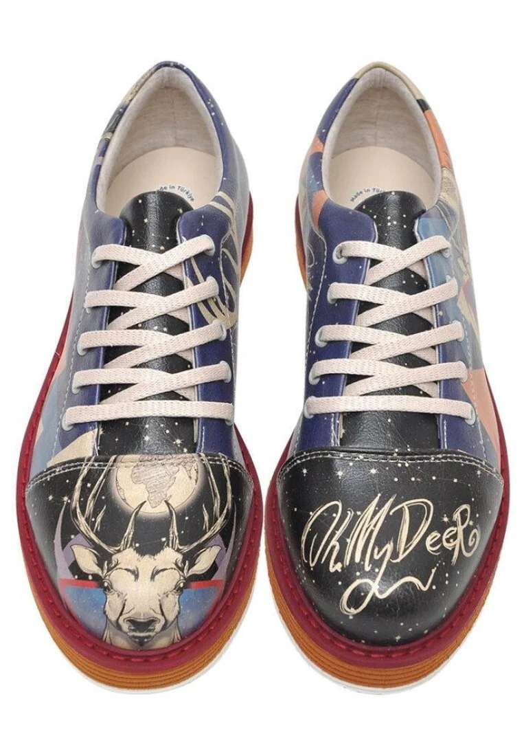 Women Vegan Leather Multicolor Sneakers - Oh My Deer Design