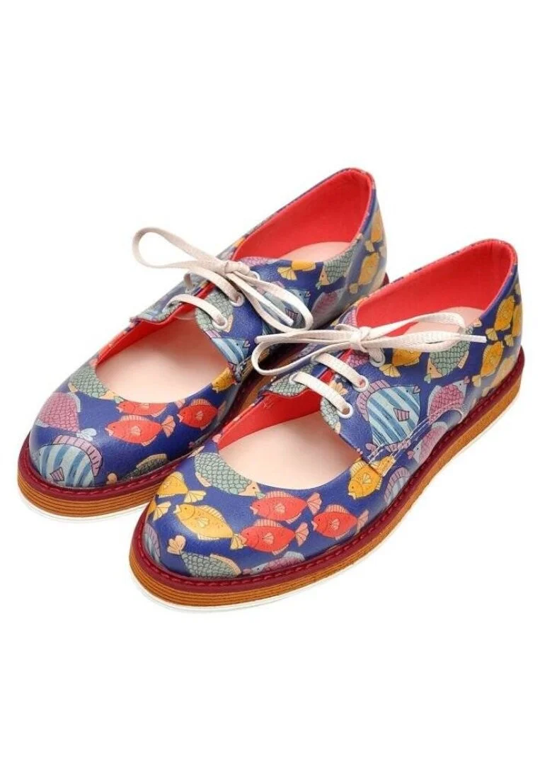 Women Vegan Leather Multicolor Sneakers - Colorful Underwater Design
