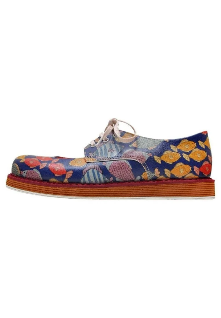 Women Vegan Leather Multicolor Sneakers - Colorful Underwater Design