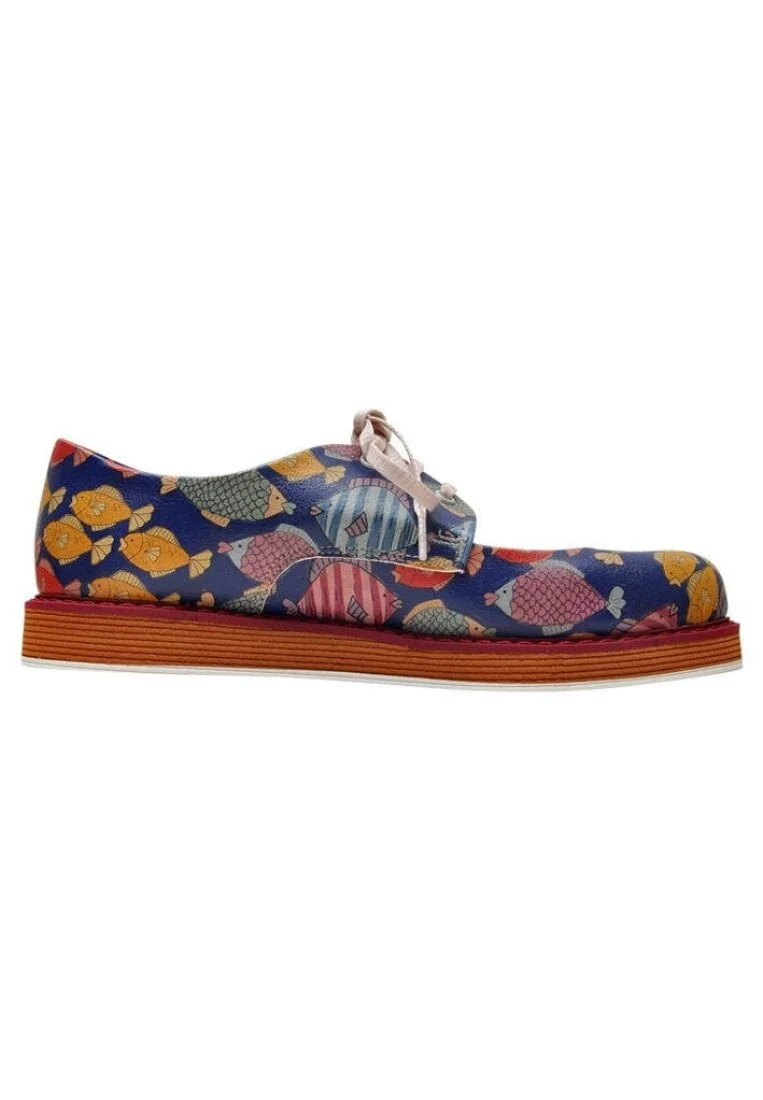 Women Vegan Leather Multicolor Sneakers - Colorful Underwater Design