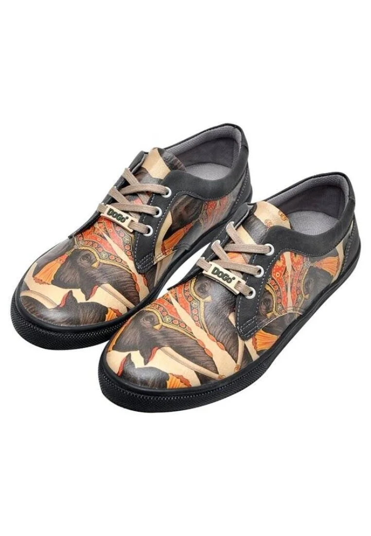 Women Vegan Leather Multicolor Sneakers - Elephant Design