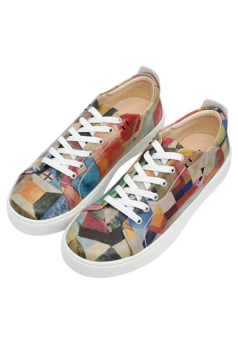 Women Vegan Leather Multicolor Sneakers - Stain Design