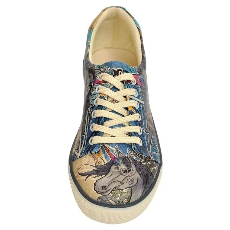 Women Vegan Leather Multicolor Sneakers - I Believe In Unicorns Design