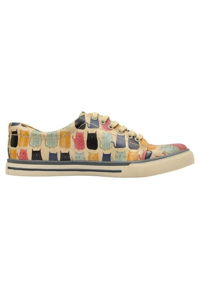 Women Vegan Leather Multicolor Sneakers - Meow Meow Design