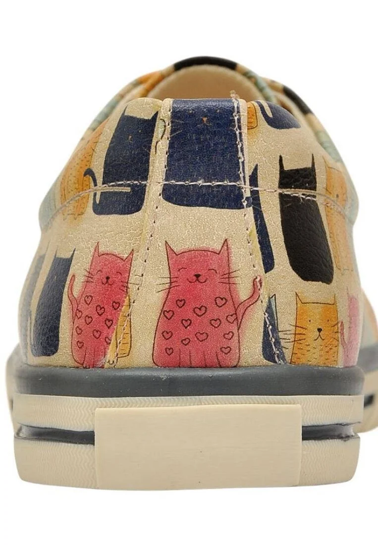 Women Vegan Leather Multicolor Sneakers - Meow Meow Design