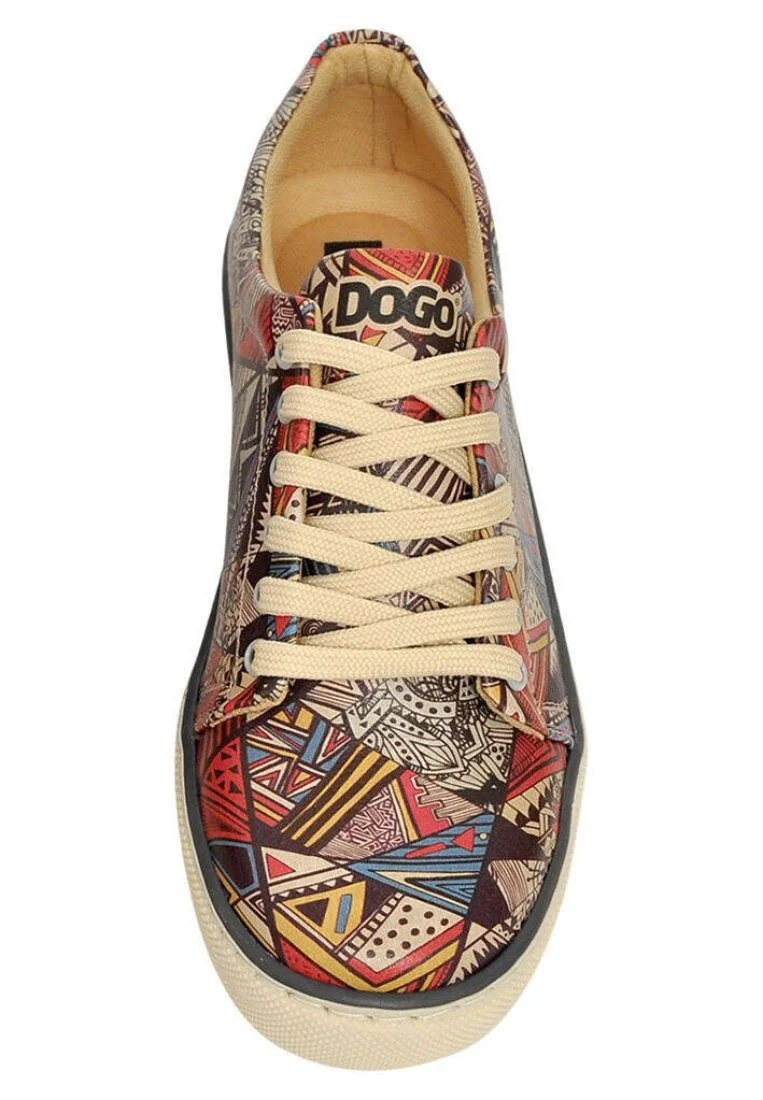 Women Vegan Leather Multicolor Sneakers - African Symbols Design
