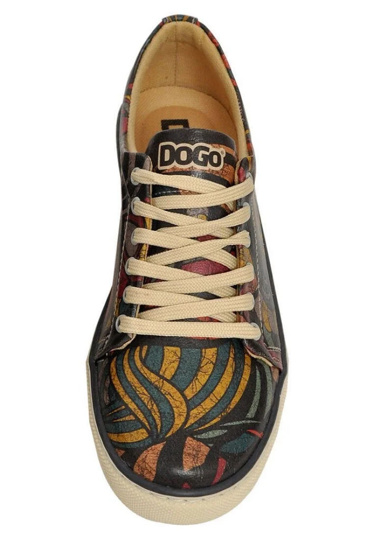 Women Vegan Leather Multicolor Sneakers - Cracked Waves Design
