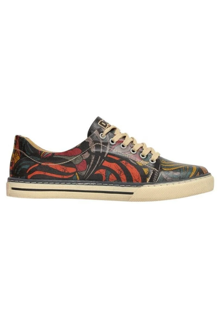 Women Vegan Leather Multicolor Sneakers - Cracked Waves Design