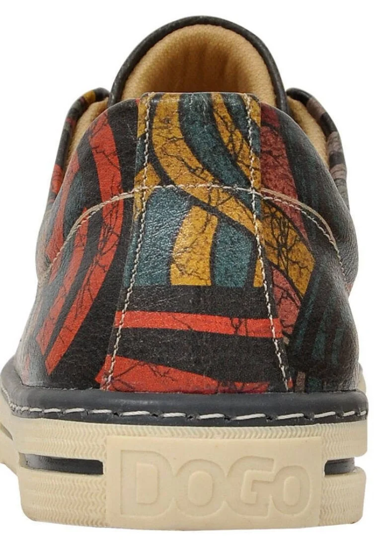 Women Vegan Leather Multicolor Sneakers - Cracked Waves Design