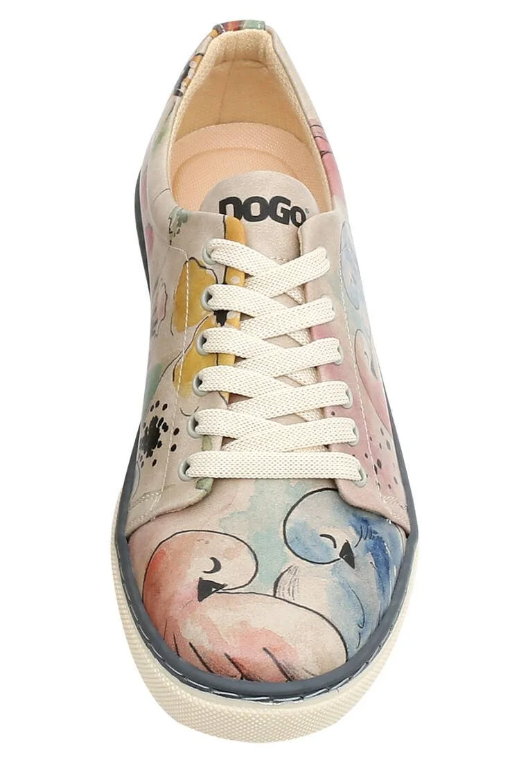 Women Vegan Leather Multicolor Sneakers - A Pair of Doves Design