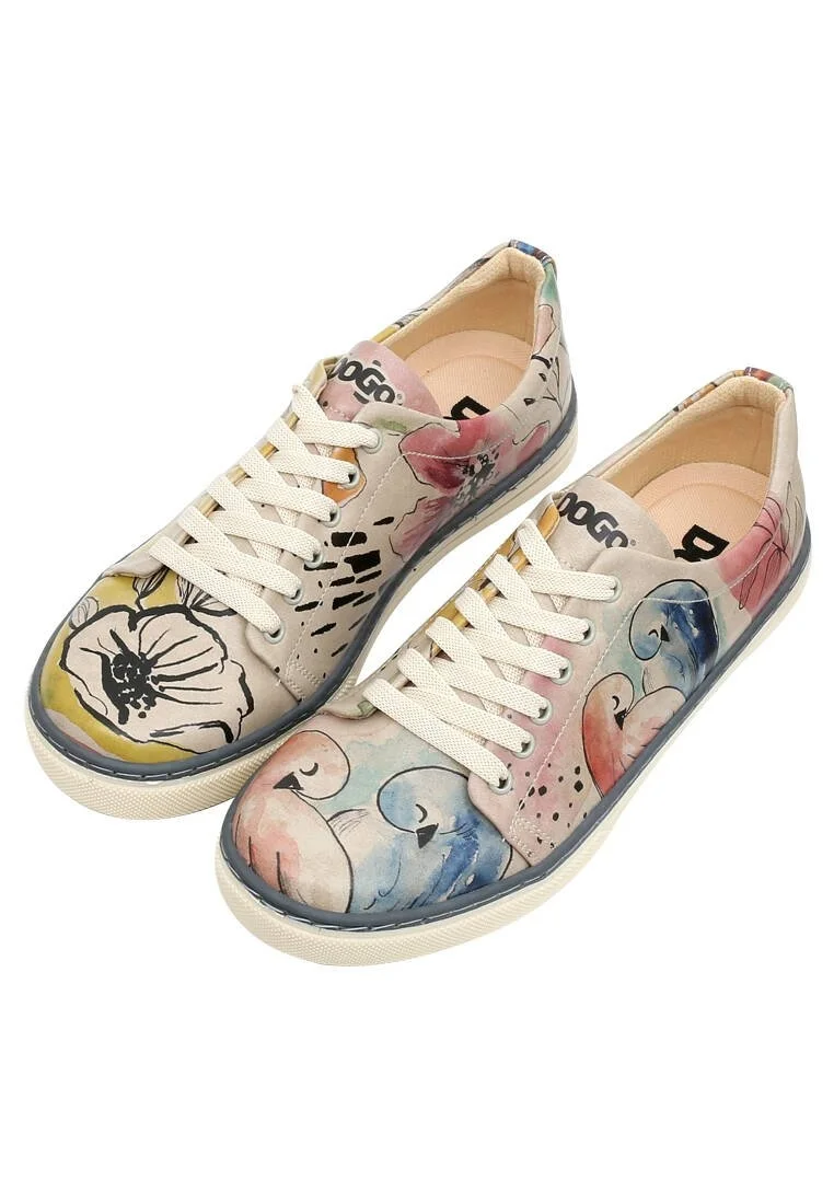 Women Vegan Leather Multicolor Sneakers - A Pair of Doves Design