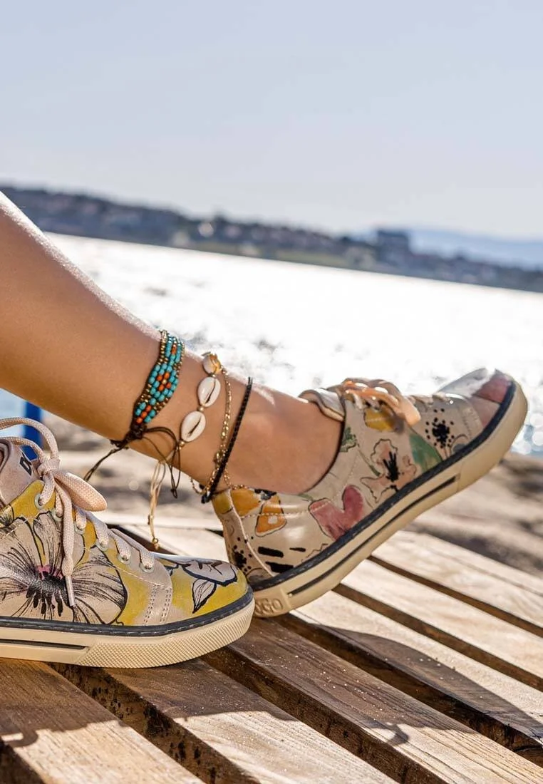 Women Vegan Leather Multicolor Sneakers - A Pair of Doves Design