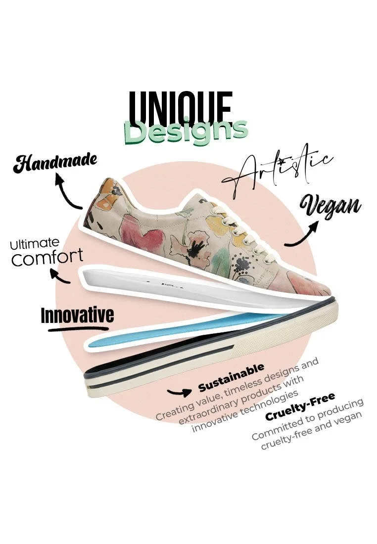 Women Vegan Leather Multicolor Sneakers - A Pair of Doves Design