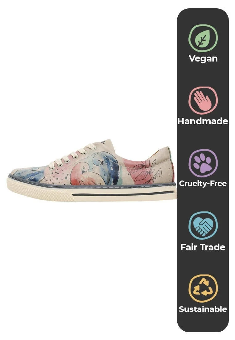 Women Vegan Leather Multicolor Sneakers - A Pair of Doves Design