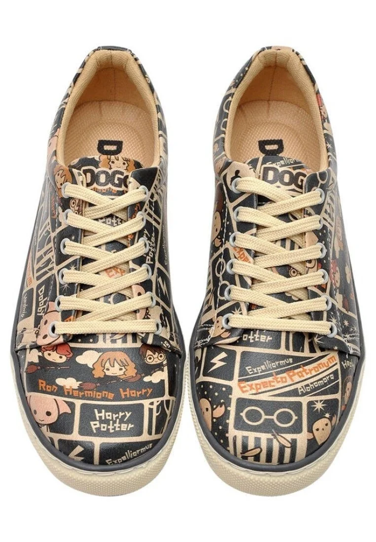Women Vegan Leather Multicolor Sneakers - Warner Bros Expecto Patronum Harry Potter Design