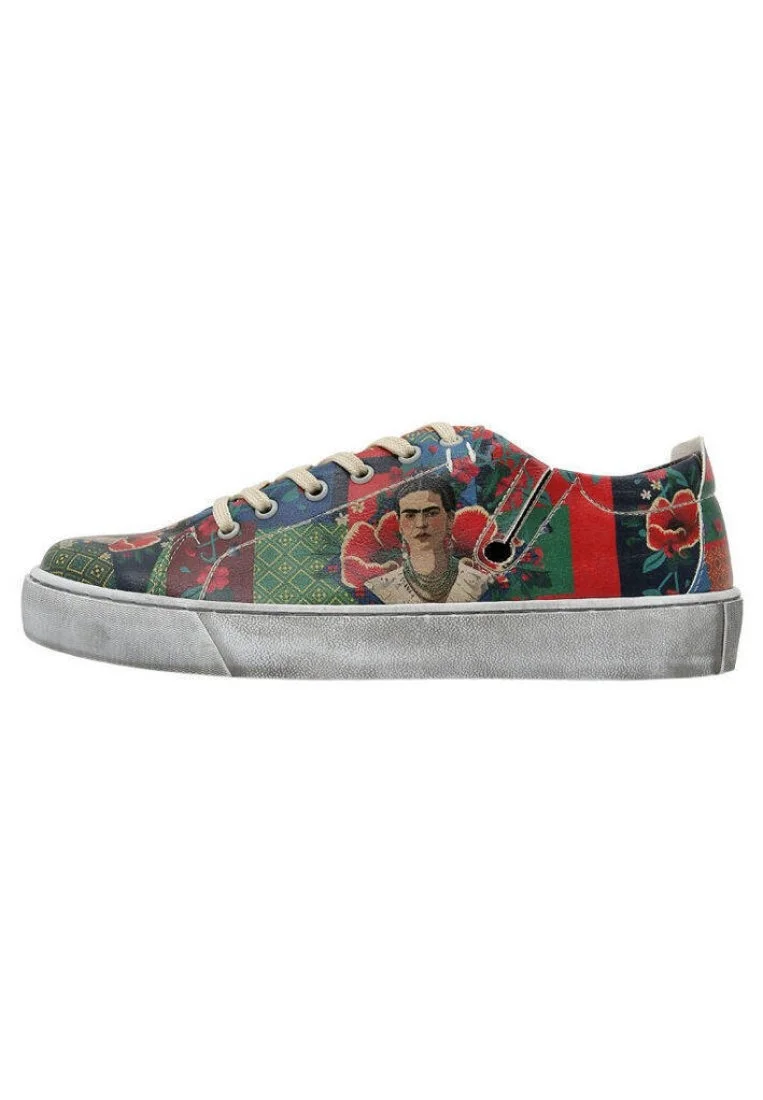Women Vegan Leather Multicolor Sneakers - Ethnic Dream Frida Kahlo Design
