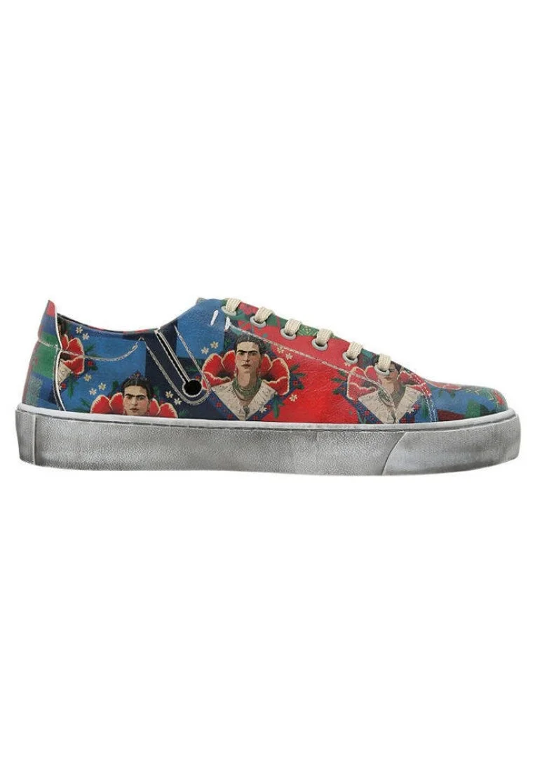 Women Vegan Leather Multicolor Sneakers - Ethnic Dream Frida Kahlo Design
